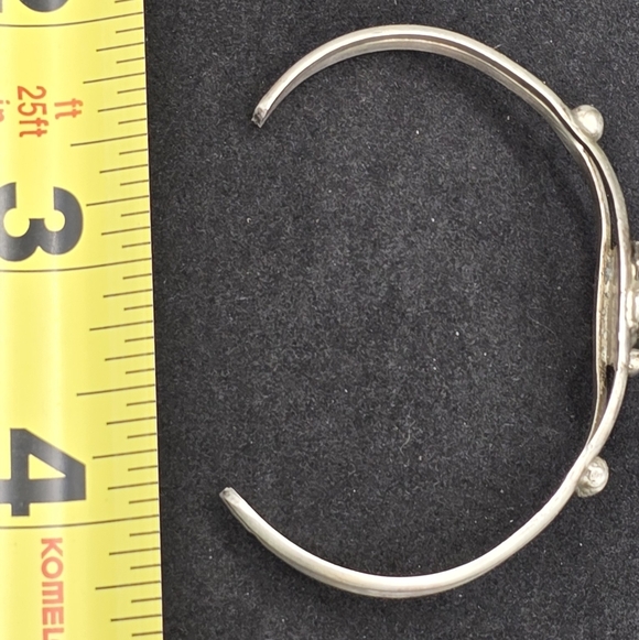 Vintage Native American Navajo sterling silver cuff bracelet turquoise and coral - Picture 2 of 4